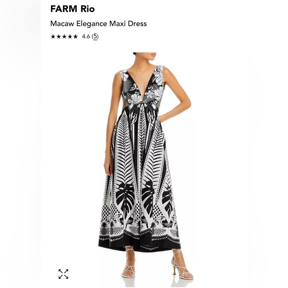 FARM Rio Black and White Macaw Elegance Maxi Dress